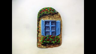 COMO PINTAR PIEDRAS CON VENTANA AZUL PASO A PASO Pedreta de Riu [upl. by Aay96]