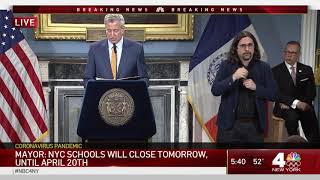 5 Dead in NYC Schools Closing Due to Coronavirus – See Full De Blasio News Conference [upl. by Garbers]