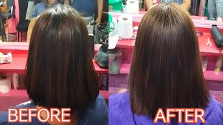 REBONDING AND HAIRCOLOR WITH BRAZILIAN KERATIN BLOWOUT TREATMENT janesalontv8350 [upl. by Ilah292]