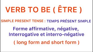 Anglais pour débutants  verbe être  to be  au présent de l’indicatif conjugation learnenglish [upl. by Albertine]