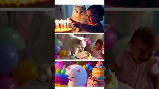 Funny cats and babies at birthdays party cat dog catlover labubu lovelycat kittty catlover [upl. by Savihc]