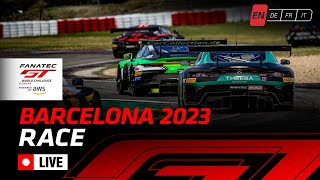 LIVE  Main Race  Barcelona  Fanatec GT World Challenge Powered by AWS 2023 English [upl. by Kendricks142]