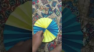 easy paper fan flower paper folding hand fan paper art paper craft origami  shorts  youtube [upl. by Ylrebmik195]