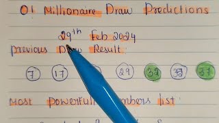 o millionaire draw prediction February 292024 [upl. by Enidualc]