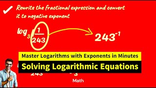 🚀 Master Logarithms with Exponents in Minutes 📐 StepbyStep Guide to Solving Logarithmic Equations [upl. by Pelagi]