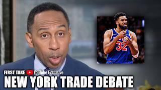 NY TRADE DEBATE 🔥 Juan Soto to Mets or KAT to Knicks a BIGGER DEAL 👀  First Take YouTube Exclusive [upl. by Liebermann]