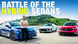 Toyota Camry vs Honda Accord vs Hyundai Sonata Midsize Hybrid Sedans Comparison Test [upl. by Ecnal]