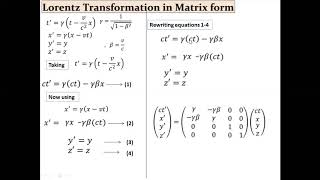 Lorentz Transformation in matrix form Lorentz Boost Special theory of Relativity Physics [upl. by Hallie]