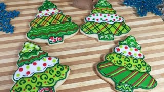 Patchwork Christmas Tree CookiesHow To [upl. by Yalc578]