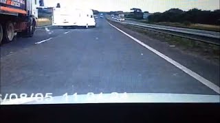 Dashcam footage shows caravan nearly losing control on A47 in Norfolk [upl. by Assilanna]