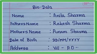 How to Write BiodataBiodata FormatResumeBiodata Kaise Banaye [upl. by Iahk]