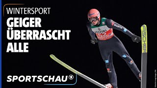 Skispringen Geiger gewinnt Auftakt der Vierschanzentournee in Oberstdorf  Sportschau [upl. by Aicilat]