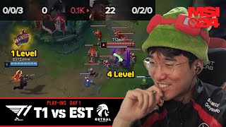 라인 스왑 운영의 티원│T1 vs EST│플레이인 Day1│2024 MSI [upl. by Ahser]