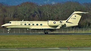 FullHD Pakistan Air Force Gulfstream G450 landing amp takeoff at GenevaGVALSGG [upl. by Anesusa711]