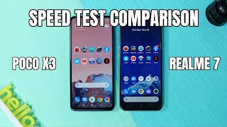 POCO X3 vs Realme 7 Speed Test Comparison  Snapdragon 732G vs Helio G95 [upl. by Hillel]