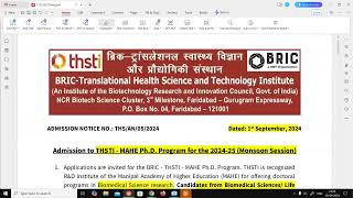 THSTIMAHE PhD 202425 Monsoon Session Application Form is Live Now📢 [upl. by Conway]