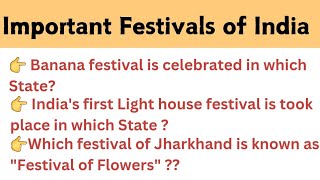 Important Festivals of India Indian gk questions Answers Best Gk Mcqsmost repeated Pyqs of Gk [upl. by Shulock]