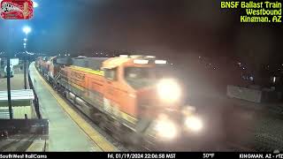 BNSF Ballast Train Westbound at Kingman AZ  20240119 [upl. by Rahas]