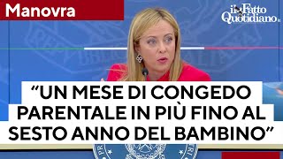 Manovra Meloni “Aggiunto un mese di congedo parentale utilizzabile fino al sesto anno dei figli” [upl. by Clarisse]