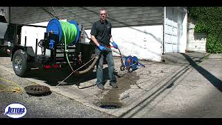 quotGETquot JETTING with JONESIE Eagle3004018 JETTING DEMO Large and small drains [upl. by Ahseenat]