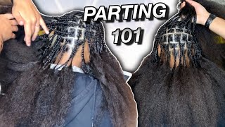 HOW TO PART HAIR FOR LOCS BRAIDS TWIST ETC  KDiani [upl. by Enomahs927]