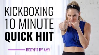 10 Minute Kickboxing Quick HIIT Workout No equipment home cardiokickboxing [upl. by Brigette934]