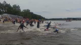 Triathlon start at Chechlo lake Trzebinia Poland July 2024 [upl. by Rhyner735]