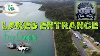 Free Camping Lakes Entrance EXPERIENCE AUSTRALIA part 60 Lap of Australia Rail Trail from Bruthen [upl. by Abla]