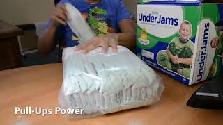 Pampers UnderJams LXL Bedwetting Diapers for Boys package opening [upl. by Lledraw]