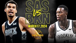 San Antonio Spurs vs Brooklyn Nets Full Game Highlights  March 17 2024  FreeDawkins [upl. by Drareg]