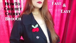 Fast amp Easy How To Cherry Brooch Pin Crochet Tutorial [upl. by Nnylharas192]