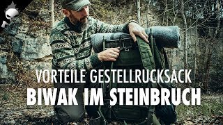 Vorteile Gestellrucksack LK35 – Biwak im Steinbruch Lagerfeuer Wildcampen Kochen in Eisenpfanne [upl. by Sergent]