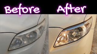 How to Restore Headlights Using Bleach and Baking Soda  Cheap and Easy Way [upl. by Idden]