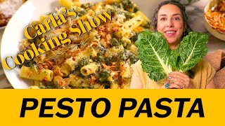 Pasta With Swiss Chard Pesto  Carlas Cooking Show [upl. by Enisaj389]