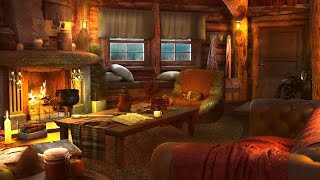 Sleep in this Cozy Cabin Ambience with Heavy Rain Sounds and Warm Fireplace [upl. by Allmon723]