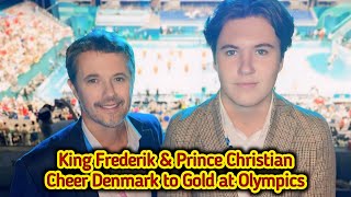 Denmarks King Frederik amp Prince Christian Cheer at 2024 Olympic Handball Finals [upl. by Tomasine]