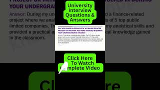 University Interview Questions and Answers  Pass Your University Admission Interview [upl. by Nywg883]