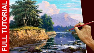 Tutorial  Acrylic Landscape Painting  Sunset River  JMLisondra [upl. by Nnylkcaj]