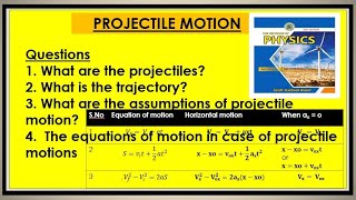 Projectile motion Lec 1 DefinitionexamplesTrajectoryAssumptions Equations of motions in Proj [upl. by Him574]