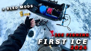 FIRST ICE Ice Fishing Northern MN in Modded Jet Sled [upl. by Kory]