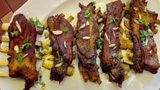 HOMEMADE TABAKHMAAZ RECIPE FRIED LAMB RIBS  KASHMIRI TABAKHMAAZ  WAZWAAN [upl. by Eilahs]