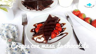 CREPES con MASA DE CHOCOLATE Muy fácil y deliciosos ¡Cocinando y olé [upl. by Kirenoj]