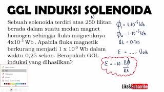 GGL Induksi pada Solenoida dengan perubahan fluks magnetik Induksi Elektromagnetik Fisika kelas 12 [upl. by Reitman]