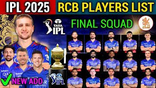 IPL 2025  Royal Challengers Bangalore Full Squad  RCB Team Final Players List IPL 2025  RCB 2025 [upl. by Hgielime]