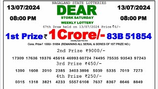 🔴 Evening 0800 PM Dear Nagaland State Live Lottery Result Today ll Date13072024 ll [upl. by Amal]