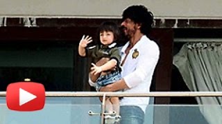 Shah Rukh Khans Son AbRam Waving At Fans [upl. by Oicnerolf918]