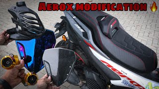 Aerox 155 New Accessories 🔥 Aerox Seat  Aerox exhaust Slider  New Visor Never Seen Before [upl. by Trust729]