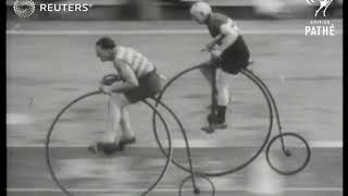 quotPenny Farthingquot bicycle race at Herne Hill 1937 [upl. by Nhor]