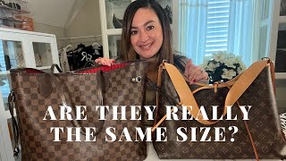 LOUIS VUITTON NEVERFULL GM VS CARRYALL MM REVIEW  WHAT FITS INSIDE  MOD SHOTS [upl. by Clarke]