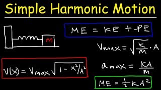 Energy In a Simple Harmonic Oscillator  Maximum Velocity amp Acceleration Calculations [upl. by Honan]